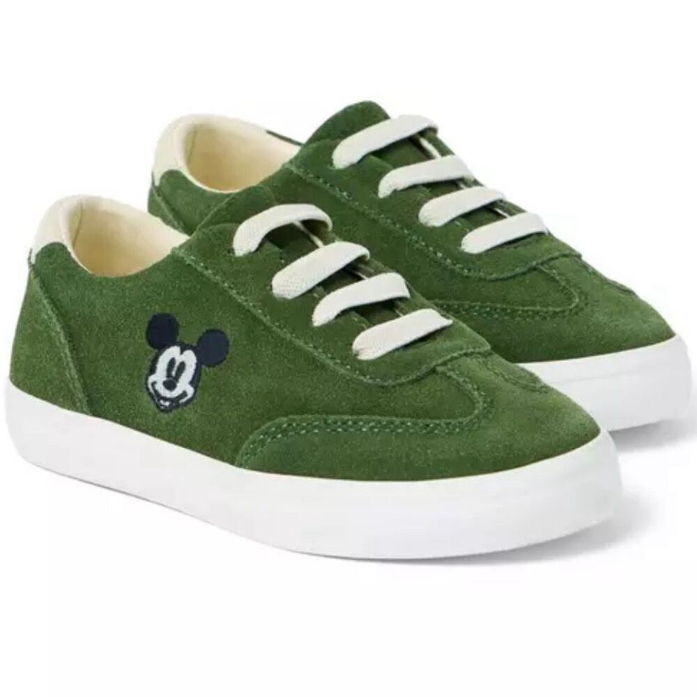 Janie and Jack x Disney, Ivy Green Disney Mickey Mouse Suede Sneaker, Youth 4